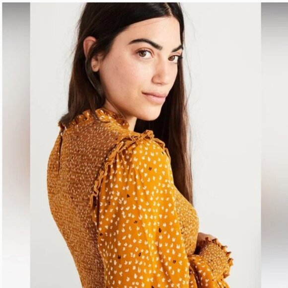 HATCH 1 Yellow Lana Maternity Dress Midi Longsleeve Comfy Women's Small Fall - Picture 3 of 16